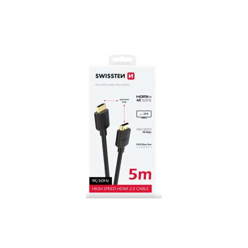 SWISSTEN KABEL HDMI NA HDMI 4K 60Hz 5,0 M PVC (75501114)