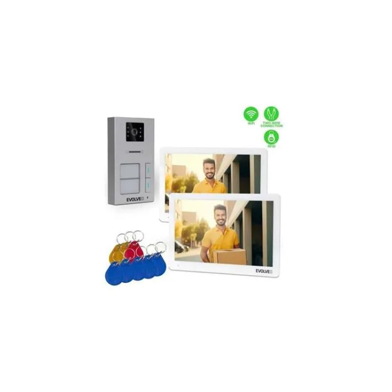 EVOLVEO DoorPhone 20-2W - 2 drôtový videotelefón s aplikáciou pre dve domácnosti a 32GB pamäťou (DP-20-2-W)