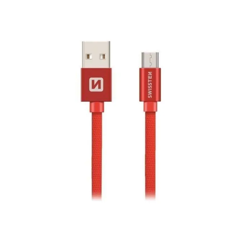 Swissten Datový Kabel Textile Usb / Micro Usb 3,0 M Červený (71527301)
