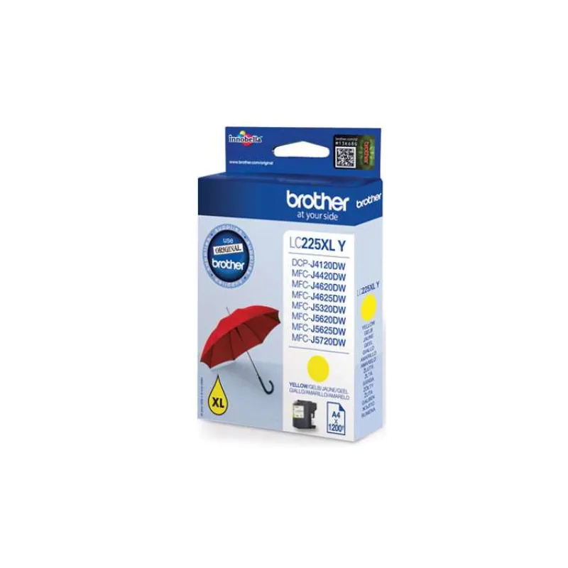 Žltý atrament BROTHER INK LC-225XLY (až 1200 strán A4 podľa normy ISO 24711) (LC225XLY)