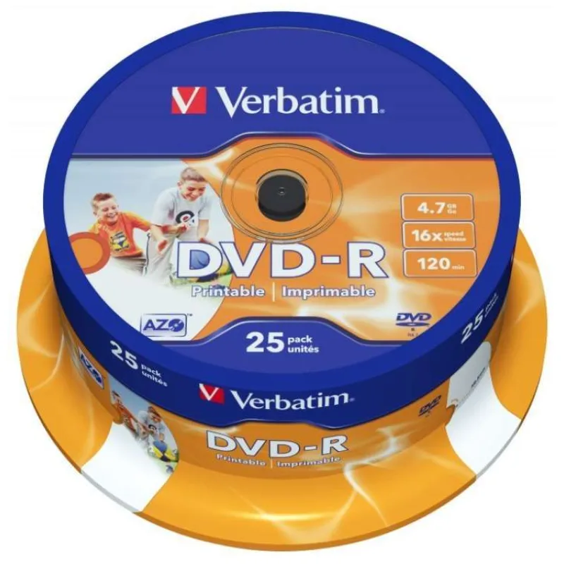 VERBATIM DVD-R(25-Pack)Vreteno/Inkjet Printable/16x/4.7GB (43538)