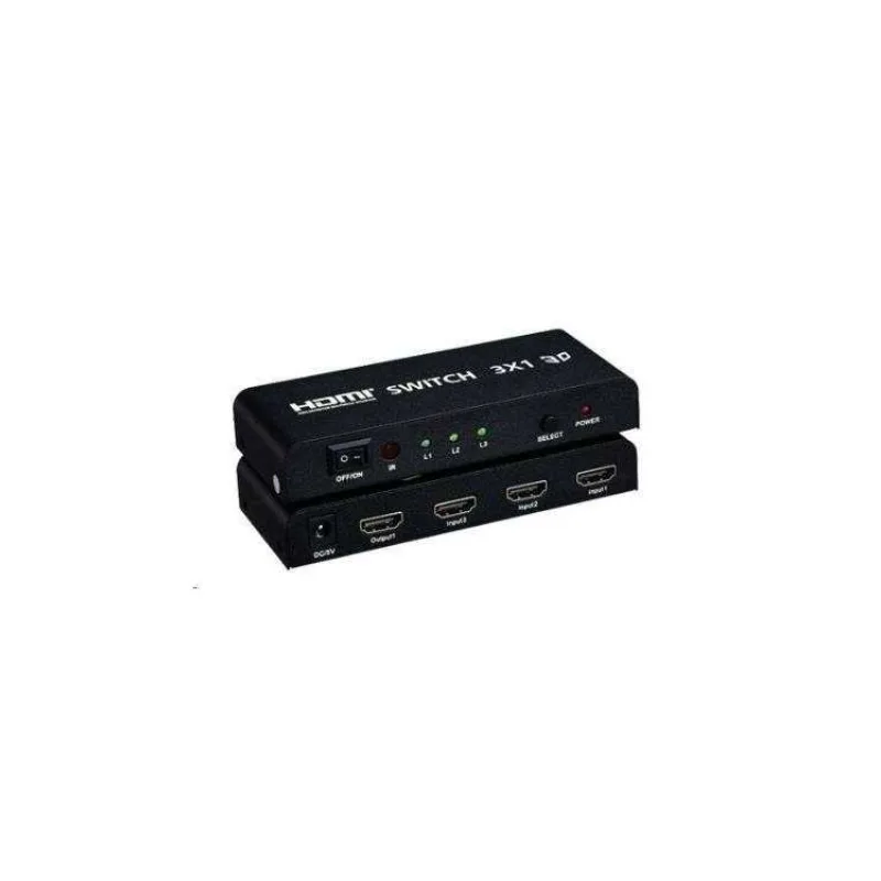 PremiumCord HDMI switch 3:1 kovový, diaľkové ovl. (khswit31b)