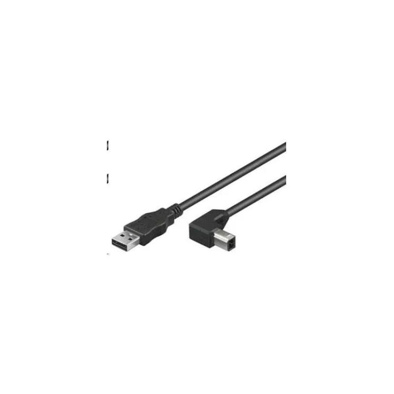 PremiumCord Kabel USB 2.0, A-B, 5m se zahnutým USB-B konektorem 90° (ku2ab5-90)