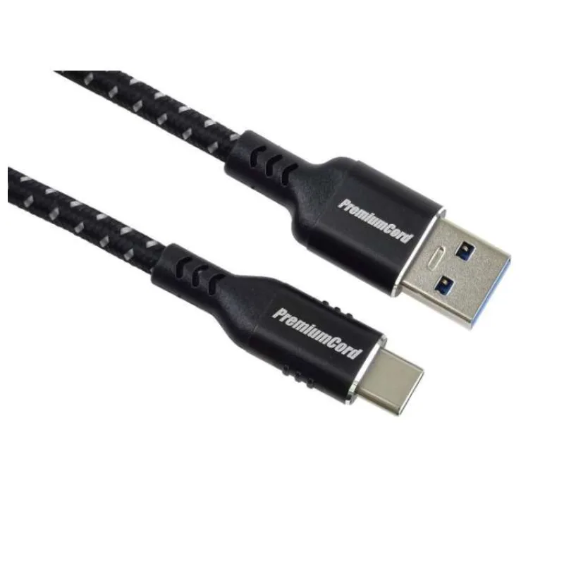 PremiumCord kabel USB-C - USB 3.0 A (USB 3.2 generation 1, 3A, 5Gbit/s) bavlněný oplet a hliníkové konektory 3m (ku31cx3)