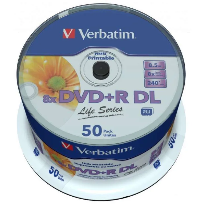 VERBATIM DVD+R DL (8xPrintable, 8,5 GB), 50 cake (97693)
