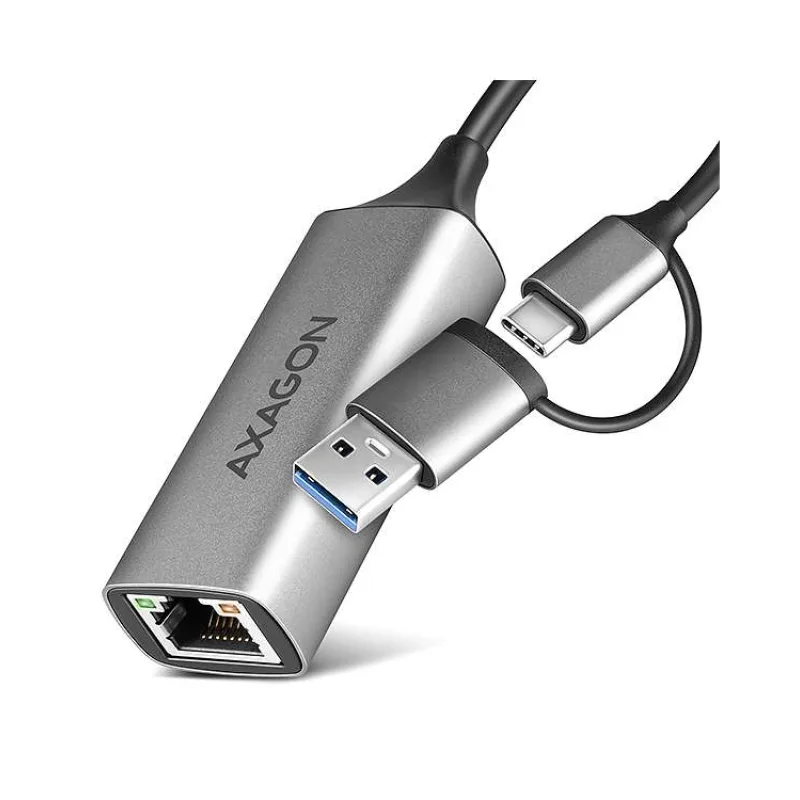 AXAGON adaptér USB-A + USB-C na GLAN(RJ-45) / ADE-TXCA / USB 3.2 Gen1 / 15cm / kovové tělo (ADE-TXCA)