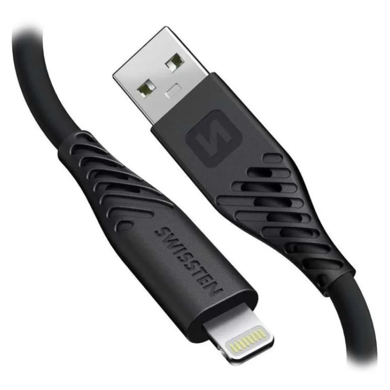 SWISSTEN DATOVÝ KABEL SOFT SILICONE USB-A / LIGHTNING 0,4 M ČERNÝ (71506518)