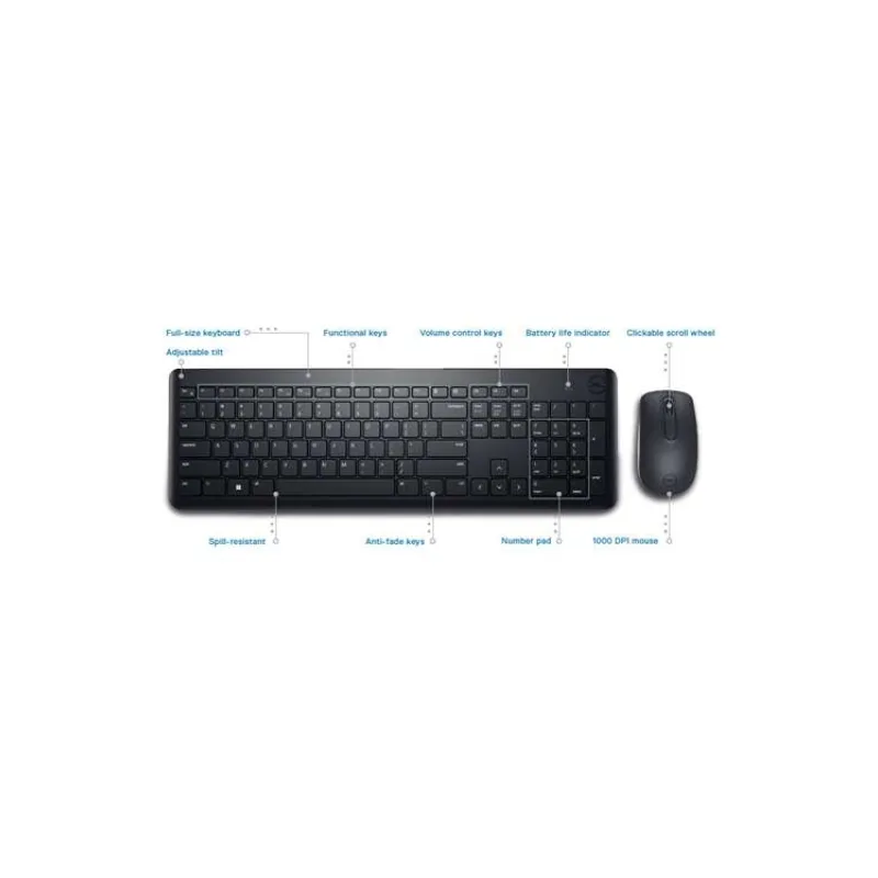 cDell Wireless Keyboard and Mouse-KM3322W - US International (QWERTY) (KM3322W-R-INT)