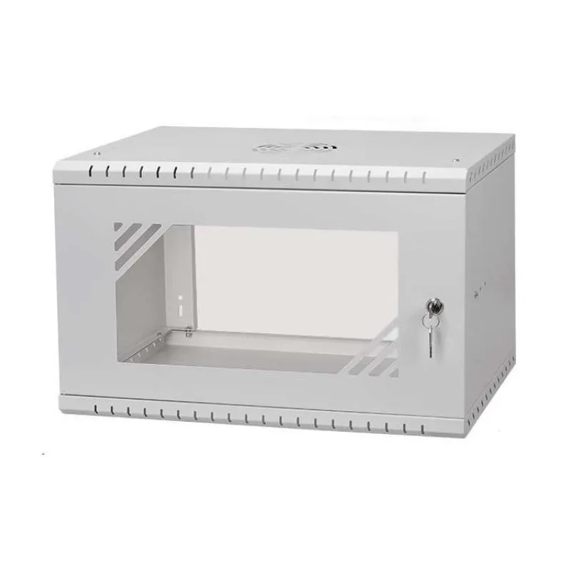 LEXI-Net 19" nástěnný rozvaděč Basic 6U 520x350, skleněné dveře, bez zad, rozložený, šedý (LX19-6U-350GG)