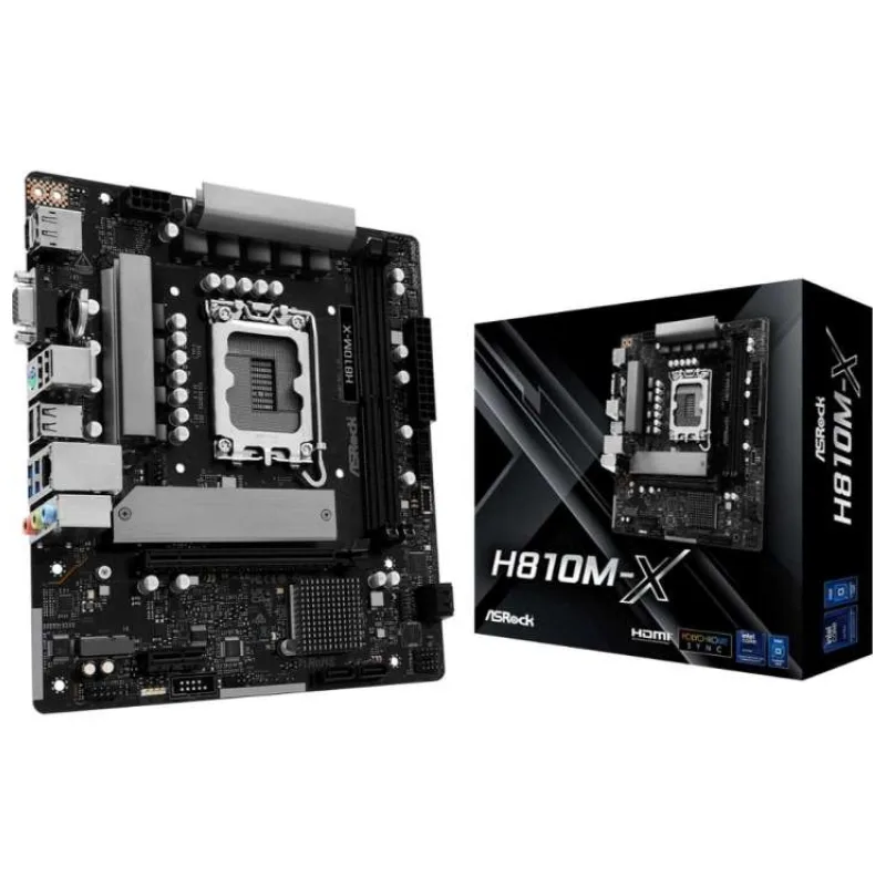 ASRock MB Sc LGA1851 H810M-X, Intel H810, 2xDDR5, 1xDP, 1xHDMI, 1xVGA, mATX (H810M-X)