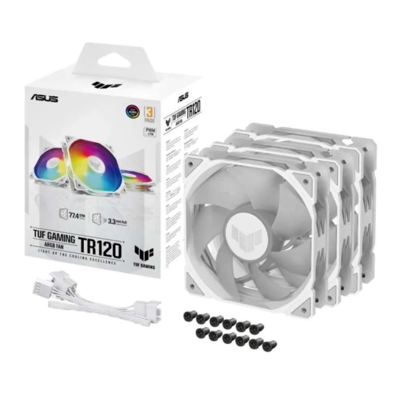 ASUS ventilátor TUF GAMING TR120 ARGB, 3x120mm, bílá (90DA0093-B09020)