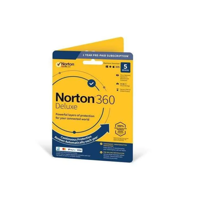 NORTON 360 DELUXE 50GB +VPN 1 uživatel pro 5 zařízení na 1rok (21405762)