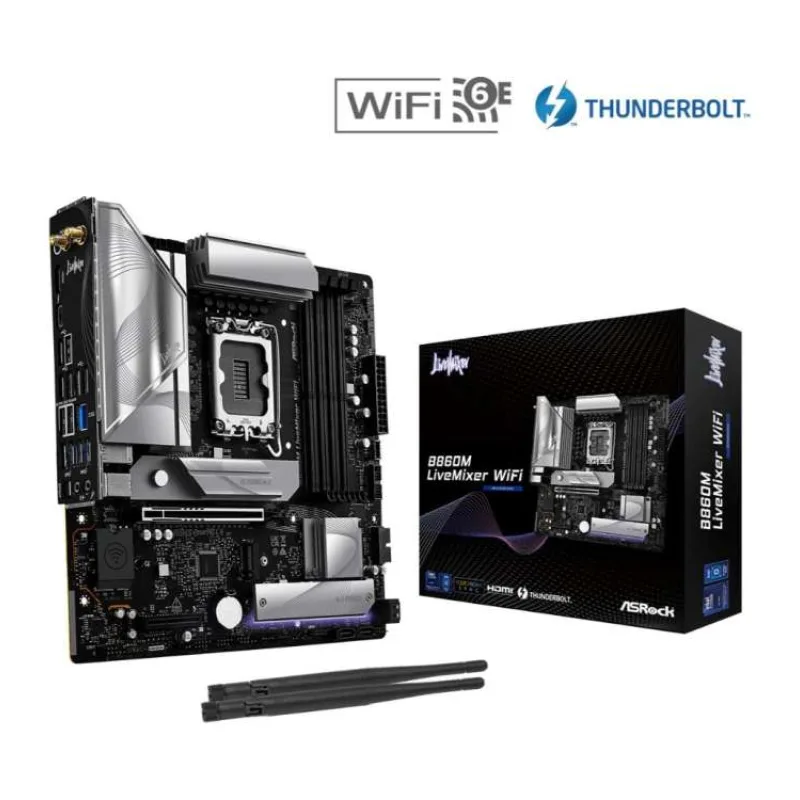 ASRock MB Sc LGA1851 B860M LiveMixer WiFi, Intel B860, 4xDDR5, 1xThunderbolt, 1xHDMI, WiFi, mATX (B860M LiveMixer WiFi)