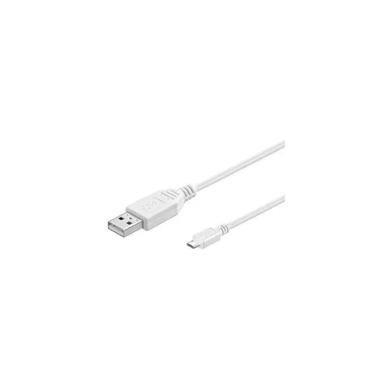 PremiumCord Kabel micro USB 2.0, A-B 3m, bílá (ku2m3fw)
