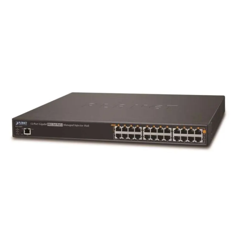 Planet POE-1200G(v2) PoE injektor 12x 1Gb, 802.3at 30/220W, PING watchdog+scheduler (POE-1200G)