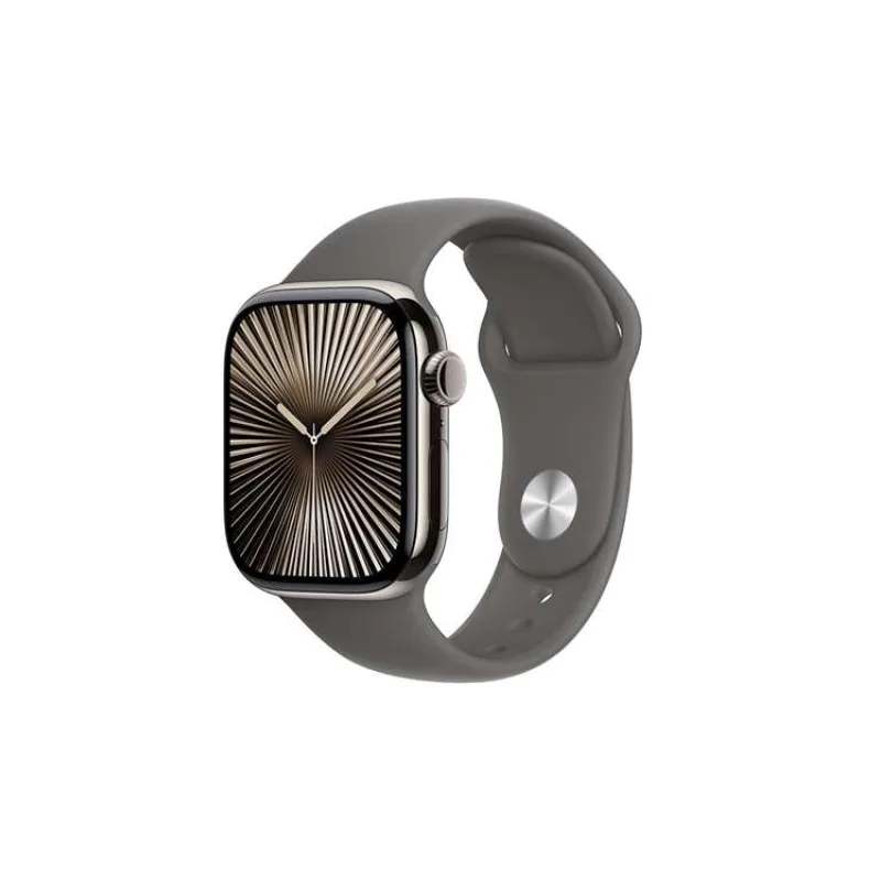 Apple Watch Series 10 GPS + Cellular 42mm Natural Titanium Case with Stone Grey Sport Band - M/L (MWXE3QC/A)