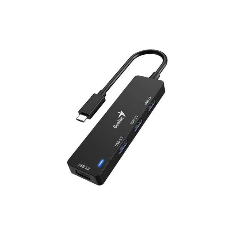Genius UH-400 USB Hub, externí, USB-C na 4× USB 3.0, 15cm, černý (31240002400)