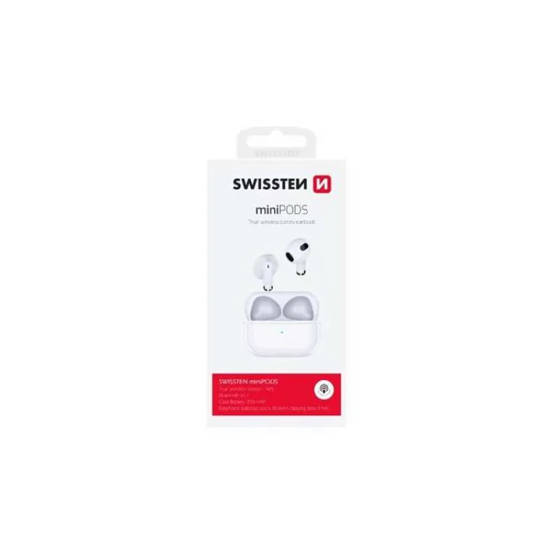 Swissten bluetooth tws sluchátka minipods bílá (54200200)