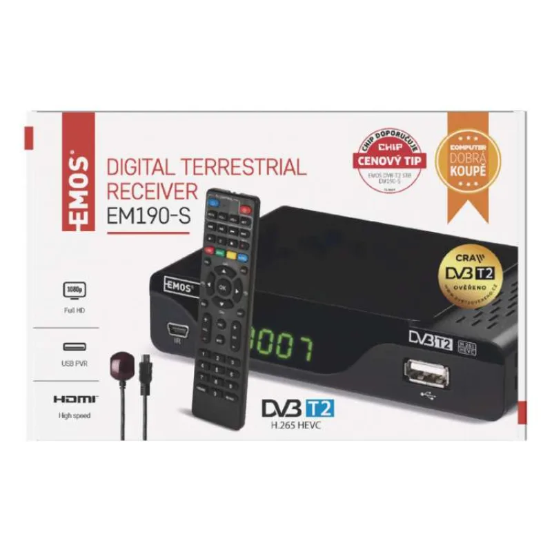 DVB-T2 PRIJÍMAČ EM 190-S HD (HEVC H265) (2520236400)