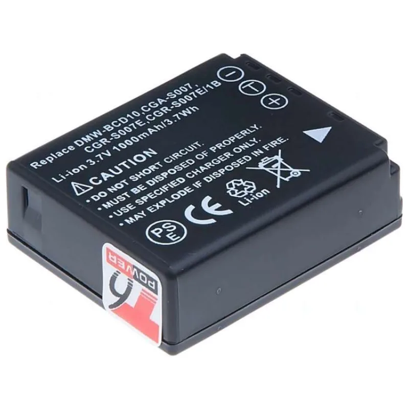 Batéria T6 Power Panasonic DMW-BCD10, CGA-S007, CGR-S007E, CGR-S007E/1B, 1000mAh, 3,7Wh (DCPA0012)