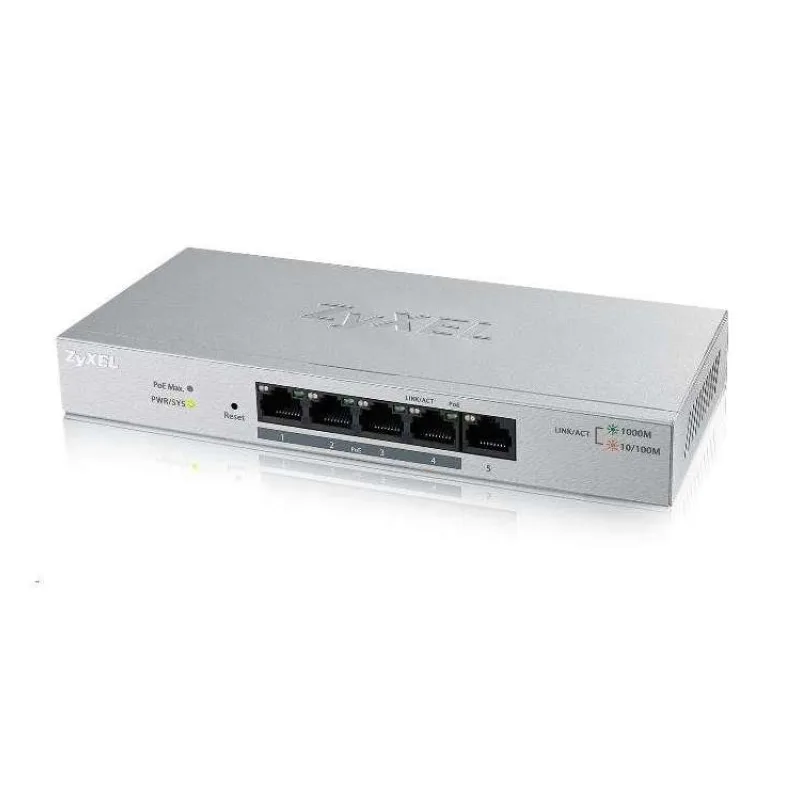 Zyxel GS1005-HP, 5 Port Gigabit PoE+ unmanaged desktop Switch, 4 x PoE, 60 Watt (GS1005HP-EU0101F)