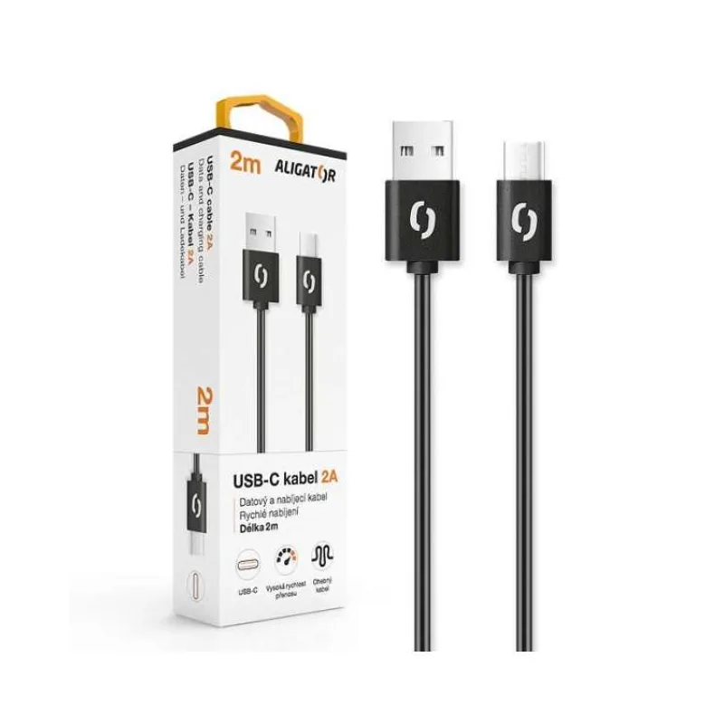 ALIGATOR Dátový kábel 2A USB-C 2 m čierny (DAKA009)