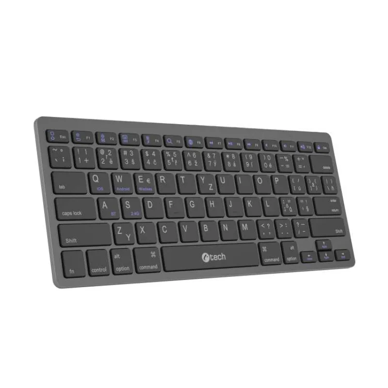 C-TECH klávesnice KB-120S Dual mode, bezdrátová, BT5.0 + 2,4GHz, USB nano receiver, CZ/SK (KB-120S)
