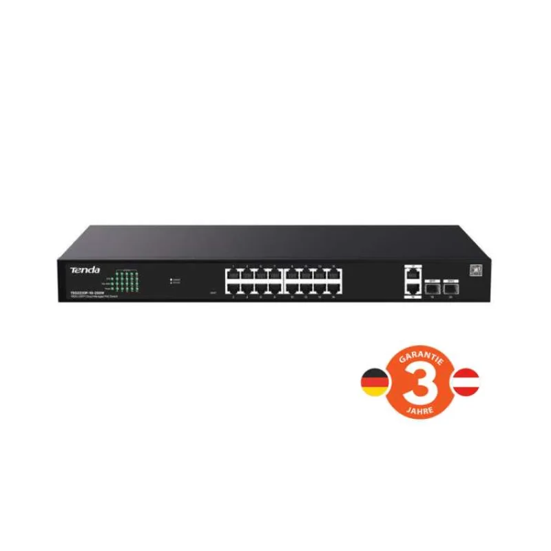 Tenda TEG2220P-16-250W Gigabit Websmart L2 Cloud PoE+ Switch 230W, 16x1Gb/s PoE+, 2xRJ45, 2xSFP,Rack (75012021)