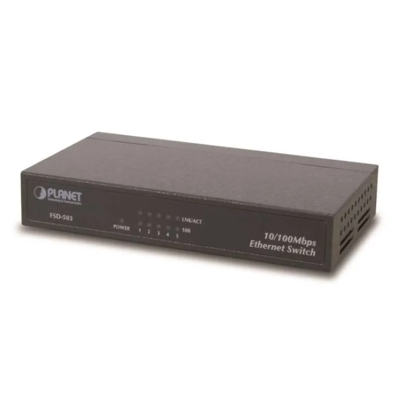 Planet FSD-503 switch 5x 10/100Base-TX, 10", kov, fanless (FSD-503)