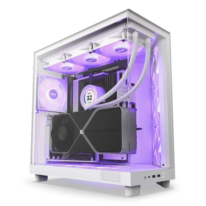 NZXT skříň H6 Flow RGB dvoukomorová / MidT / 3x120mm RGB fan / 2xUSB 3.2 / USB-C / prosklená / bílá (CC-H61FW-R1)
