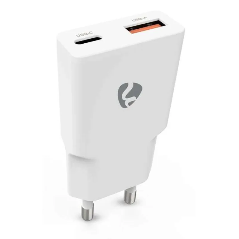 NEDIS síťová nabíječka/ 30 W/ PD 3.0/ rychlé nabíjení/ 1.5 / 2.0 / 2.22 / 3.0 A/ USB-A/ USB-C/ bílá (WCHA30WT)