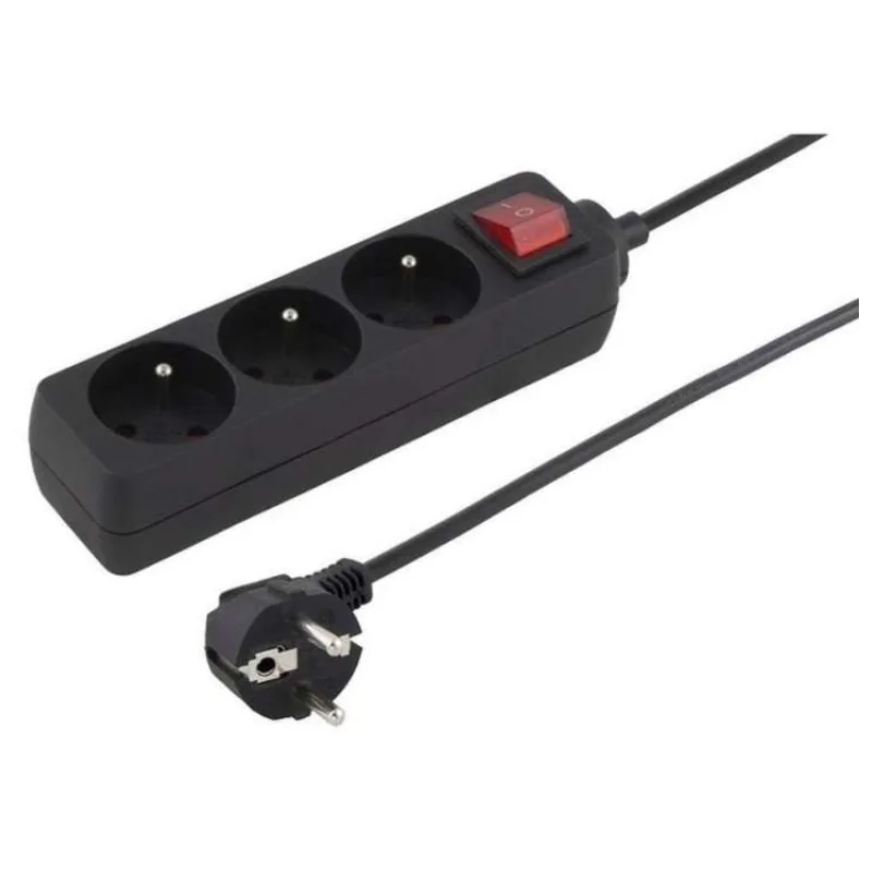 Konnoc DX-3FS 5m trojzásuvka s vypínačem ČERNÁ (434355,00)