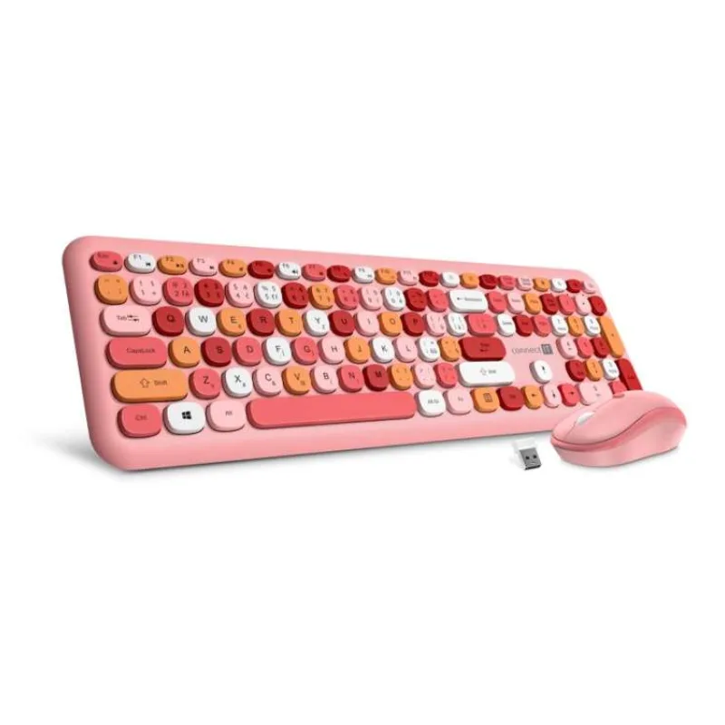CONNECT IT FASHION combo bezdrátová růžová klávesnice + myš, (+1x AAA +1x AA baterie zdarma),USB, CZ + SK (CKM-5010-CS)