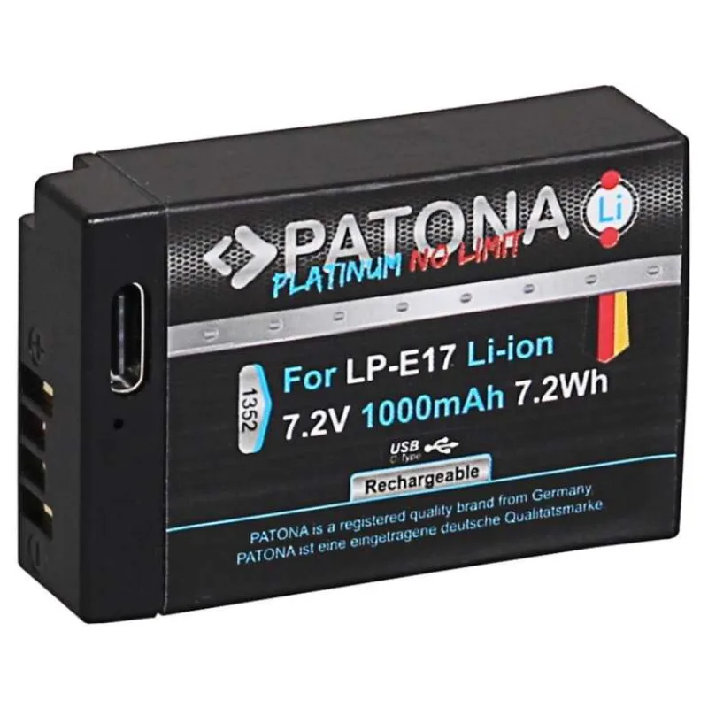 PATONA baterie pro foto Canon LP-E17 1000mAh Li-Ion Platinum USB-C nabíjení (PT1352)