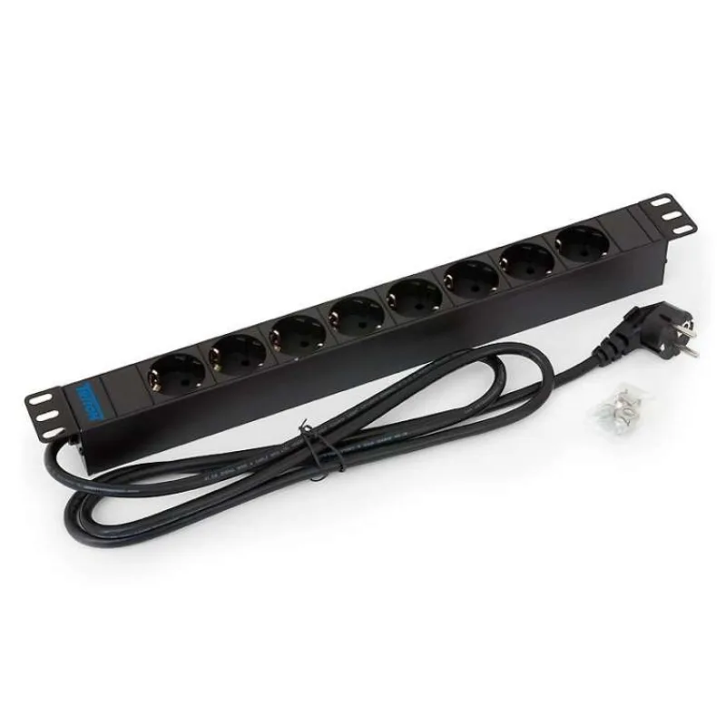 TRITON 19" rozvádzač 8x230V DIN - 2m, čierny (RAB-PD-X02-A1)