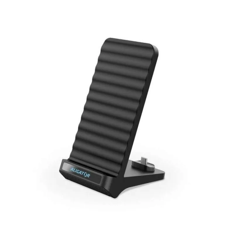 Aligator Stojánek s bezdrátovým nabíjením 15W a USB-C konektorem, 2v1, černý (CHQ001)