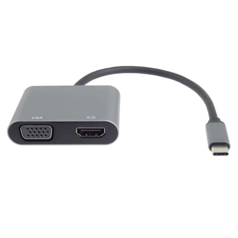 PremiumCord MST adaptér USB-C na HDMI + VGA, rozlíšenie 4K a FULL HD 1080p (ku31hdmi19)