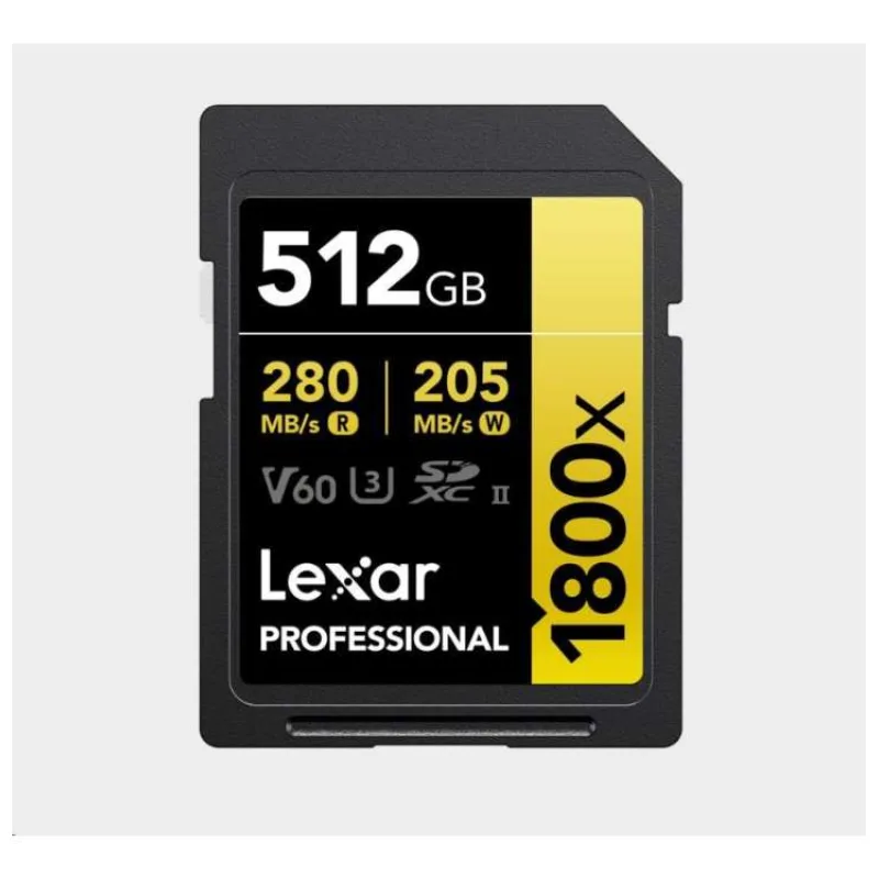 Lexar SDXC Pro 1800x U3 UHS-II R280/W210 (V60) 512GB (LSD1800512G-BNNNG)