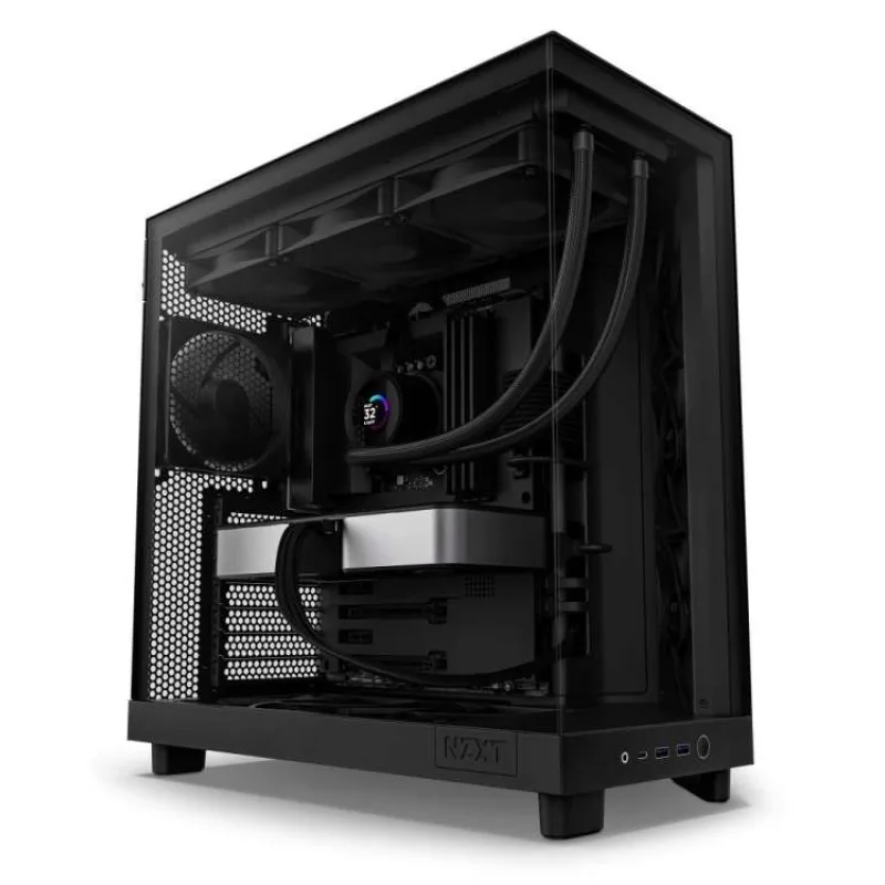 NZXT skříň H6 Flow dvoukomorová / MidT / 3x120mm fan / 2xUSB 3.2 / USB-C / prosklená bočnice i čelo / černá (CC-H61FB-01)