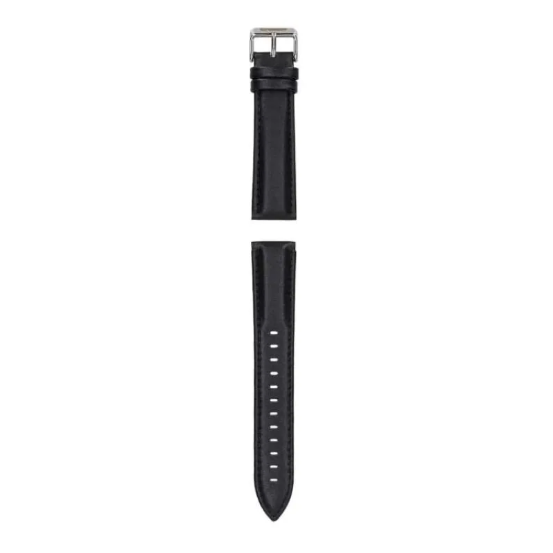 Garett univerzální řemínek 20 mm, černý se stříbrným zapínáním, ekokůže (STRAP_SVR_BLK_LTH_20MM)