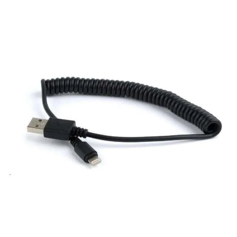 Kábel CABLEXPERT USB A Male/Lightning Male, 1,5m, čierny, kroucený (CC-LMAM-1.5M)