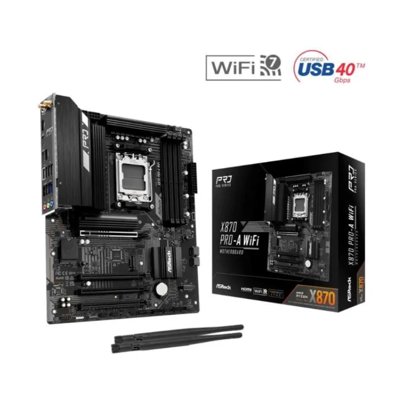 ASRock MB Sc AM5 X870 PRO-A WIFI, AMD X870, 4xDDR5, 1xHDMI, 2xUSB4, WI-FI (X870 PRO-A WIFI)