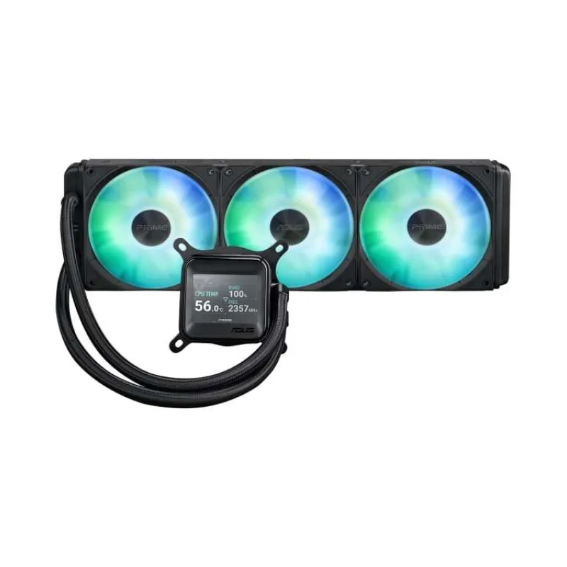 ASUS vodní chladič CPU AIO PRIME LC 360 ARGB LCD, 3x120mm, AM5, LGA1851, Černá (90RC00Z1-B0EAY0)