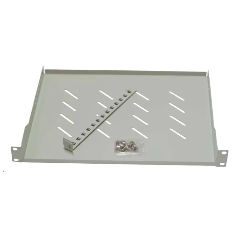 LEXI-Net 19" police s perforací 1U/450mm, nosnost 45kg, zadní nastavitelný úchyt, šedá (POL450)