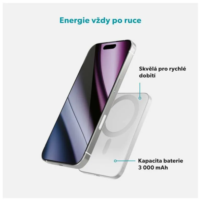 Epico 3000mAh Alu Mag+ PowerBanka EM31 - strieborná (9915112100084)