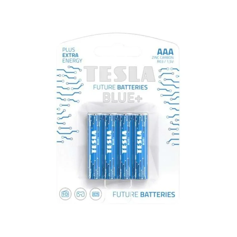 TESLA BLUE+ Zinc Carbon baterie AAA (R03, mikrotužková, blister) 4 ks (15030420)