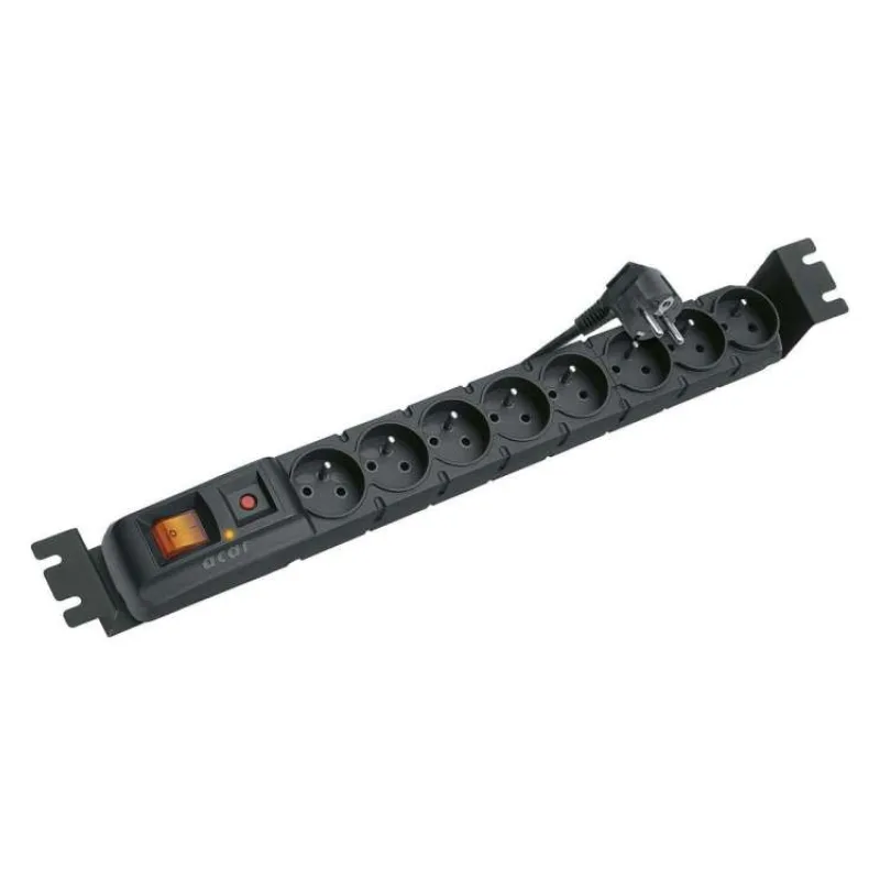 Solarix napajeci panel ACAR, S8 FA 3m, 8 pozic BK včetně držáků do 19" lišt 1U, ACAR-S8-FA (80593012)