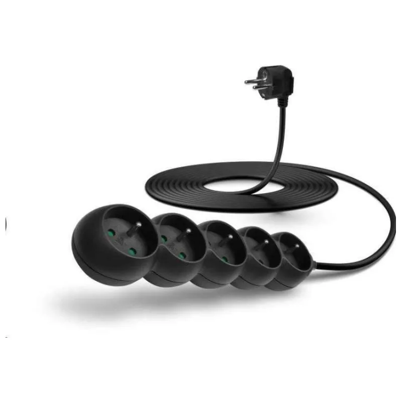 CONNECT IT prodlužovací kabel 230 V, 5 zásuvek, 5 m, bez vypínače (černý) (CES-1323-BK)