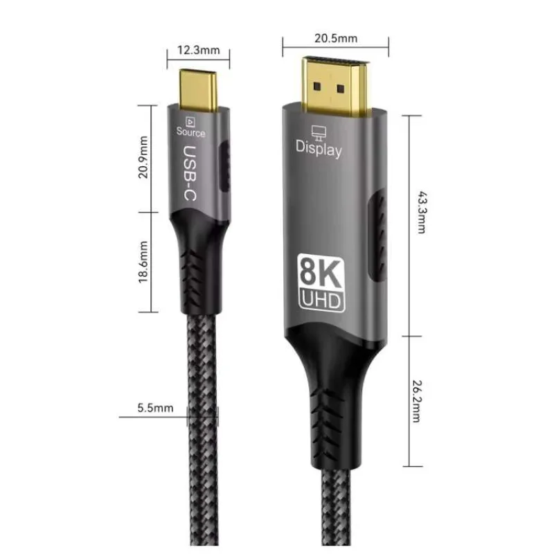 PremiumCord USB-C na HDMI kabel 2m rozlišení obrazu 8K@60Hz,4K@144Hz Aluminium (ku31hdmi27)