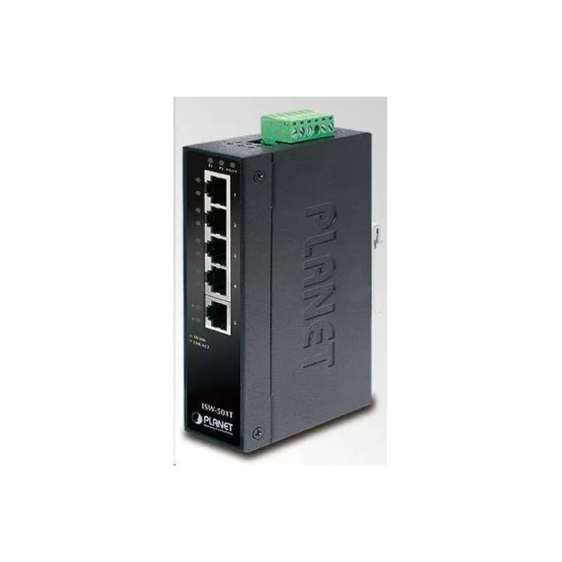 Planet ISW-501T Průmyslový Switch 5x 10/100M, -40~+75°C, TB napájení 12-48VDC, DIN, kovové šasi (ISW-501T)